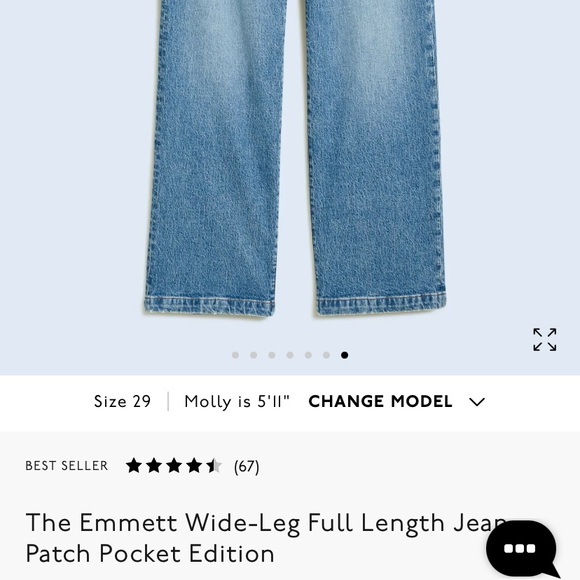 Madewell Emette wide leg patch pocket jeans 29t NWT - Picture 5 of 9